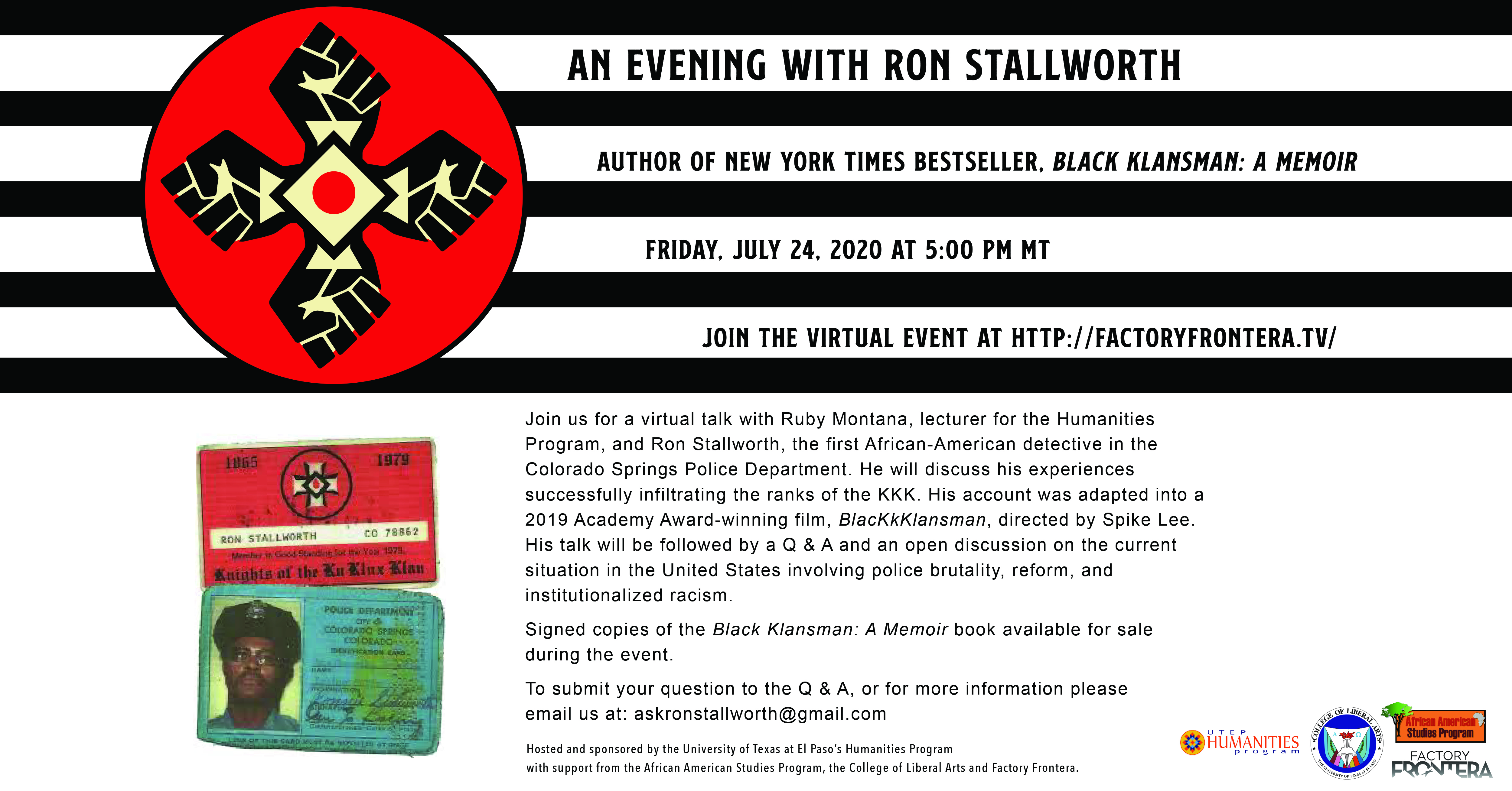 Ron Stallworth Event flyer